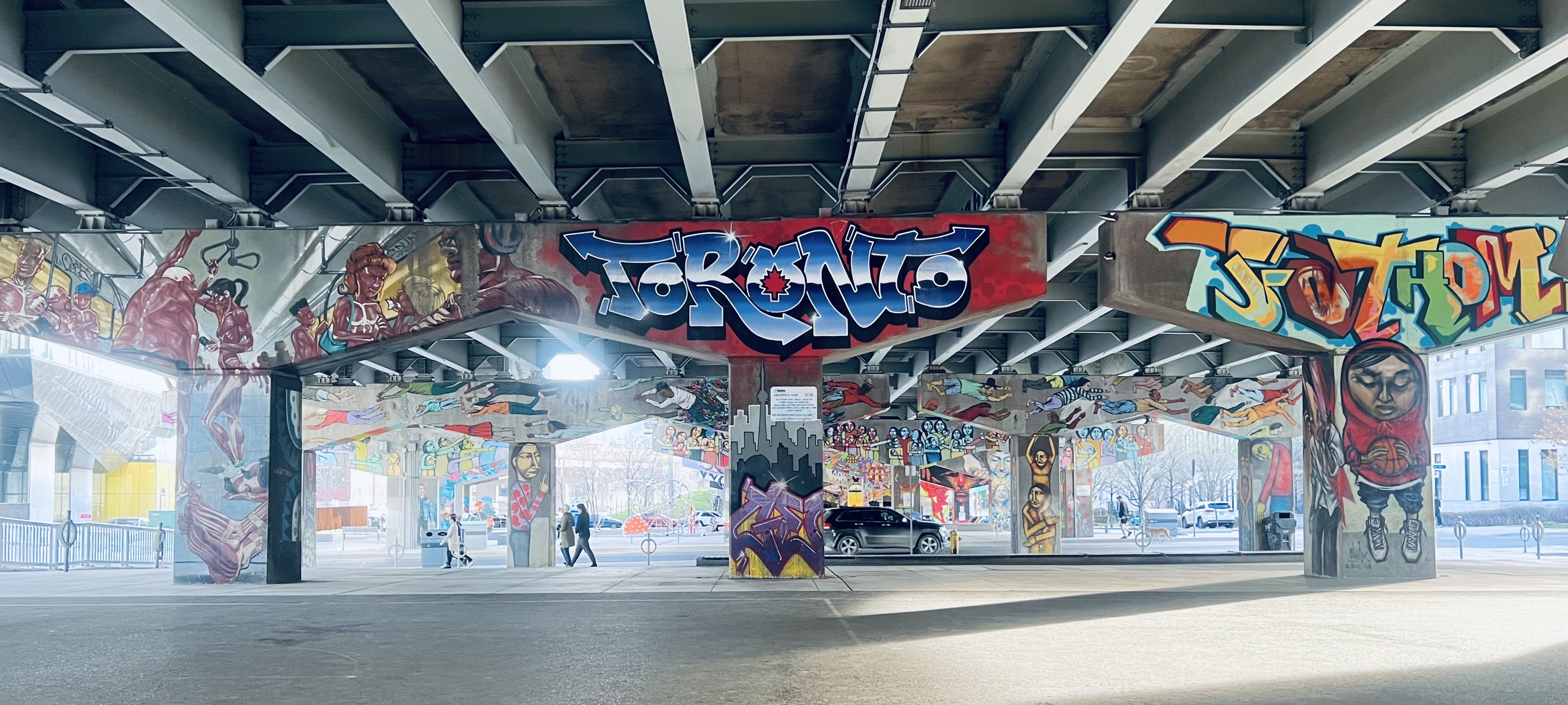 graffiti under a bridge in Toronto