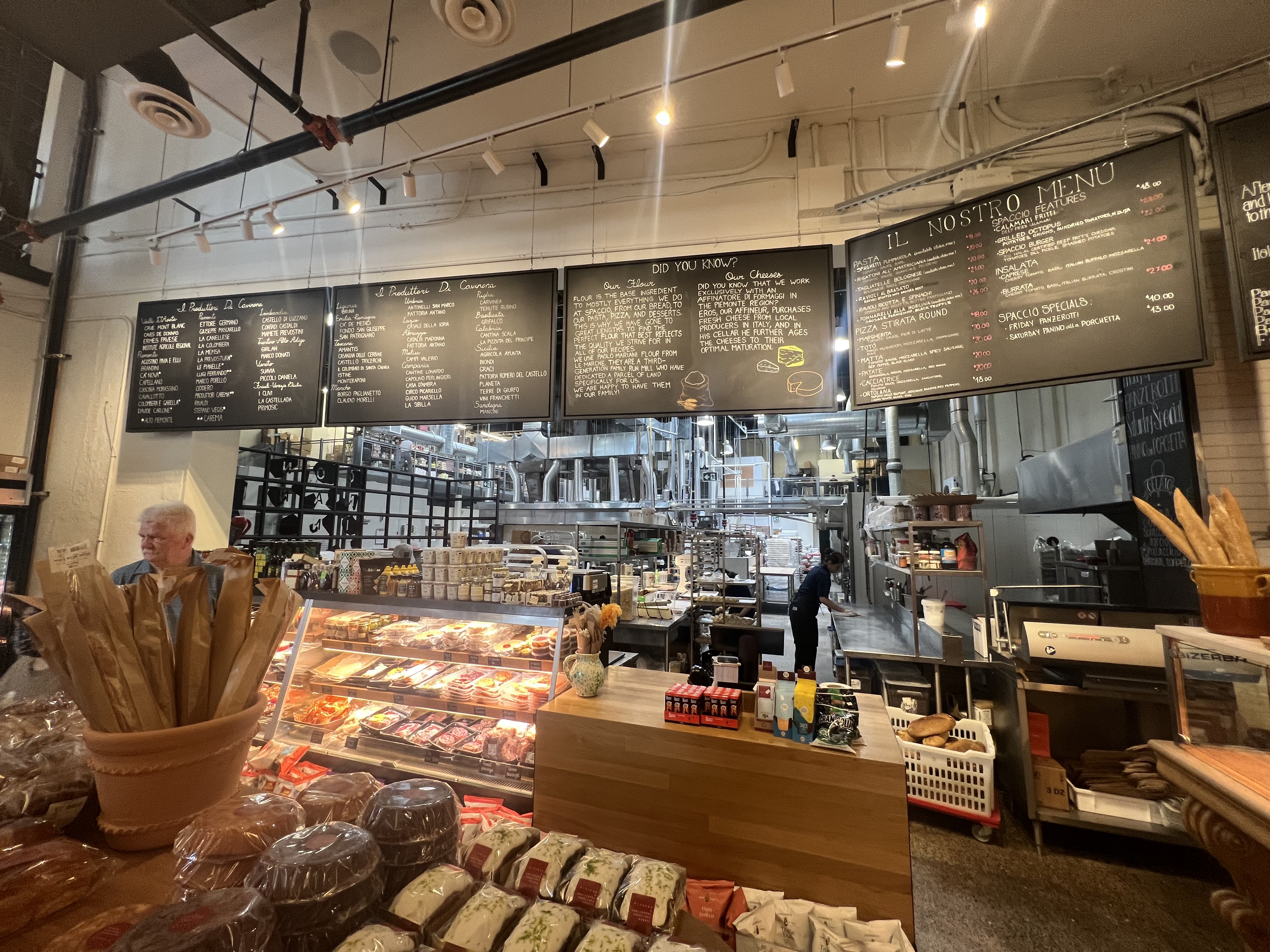 picture of a bakery counter making bread and selling bakery items